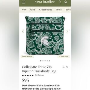 MSU Triple Zip Hipster Crossbody Bag